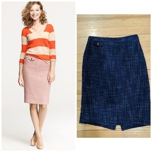 J Crew No 2 pencil skirt in vintage tweed, navy